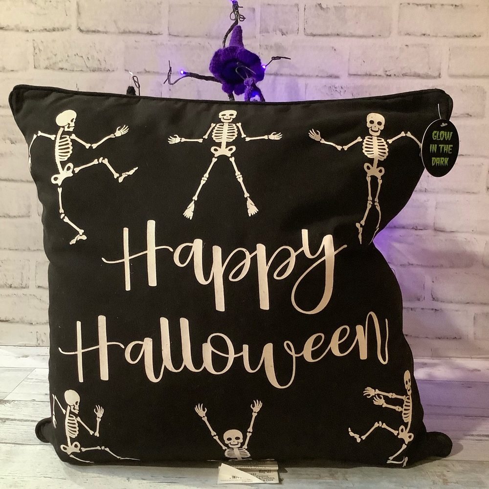 Thro Glow In The Dark Skeleton Pillow